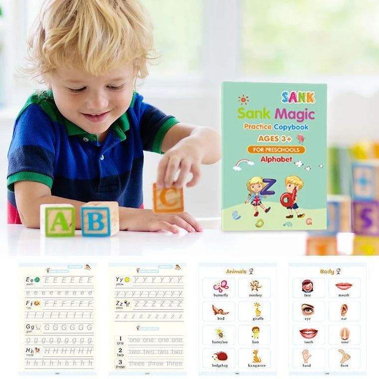 Buy 1 get 1 Free,Magic Book for Kids, Sank Magic Practice Copybook Number Tracing Book for Pre-Schoolers with Pen