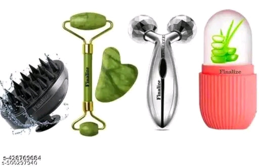 Beauty Care 4-in-1 Combo Set
4-in-1 Face & Body Beauty Care Kit | Jade Roller, Gua Sha, Ice Roller, Scalp Massager
