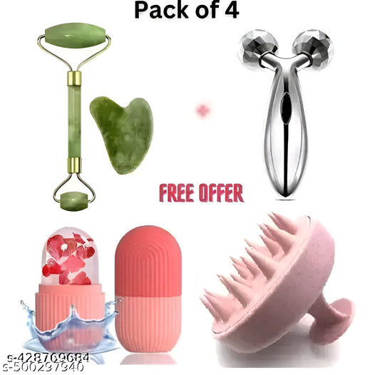 Beauty Care 4-in-1 Combo Set
4-in-1 Face & Body Beauty Care Kit | Jade Roller, Gua Sha, Ice Roller, Scalp Massager