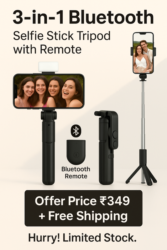 3-in-1 Bluetooth Selfie Stick Tripod with Remote